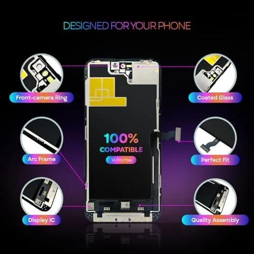 Ace Tech Cellular LCD Screen Replacement for iPhone 14 Pro Max 6.7” | True Tone & Face ID thumbnail 7