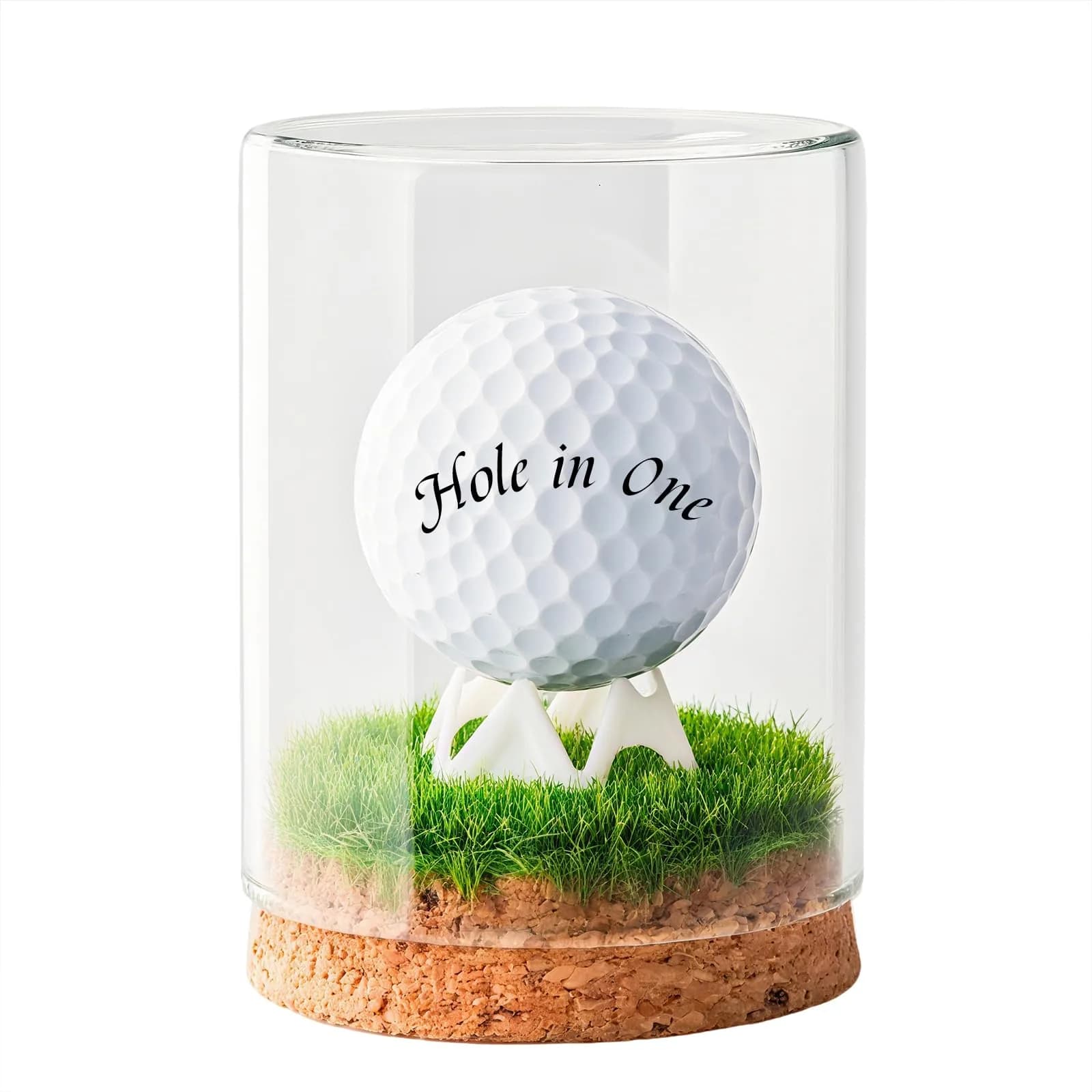 Rocalt Golf Ball Display Case with Glass Cover & Cork Base, Round Tabletop Mount | Dustproof Design for Signed Balls