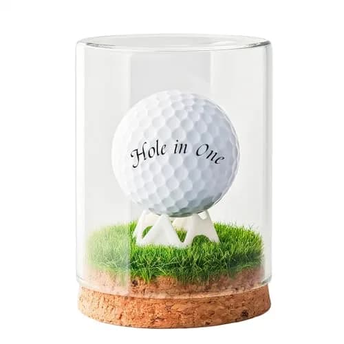 Rocalt Golf Ball Display Case with Glass Cover & Cork Base, Round Tabletop Mount | Dustproof Design for Signed Balls thumbnail 1