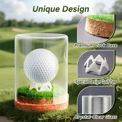 Rocalt Golf Ball Display Case with Glass Cover & Cork Base, Round Tabletop Mount | Dustproof Design for Signed Balls thumbnail 2
