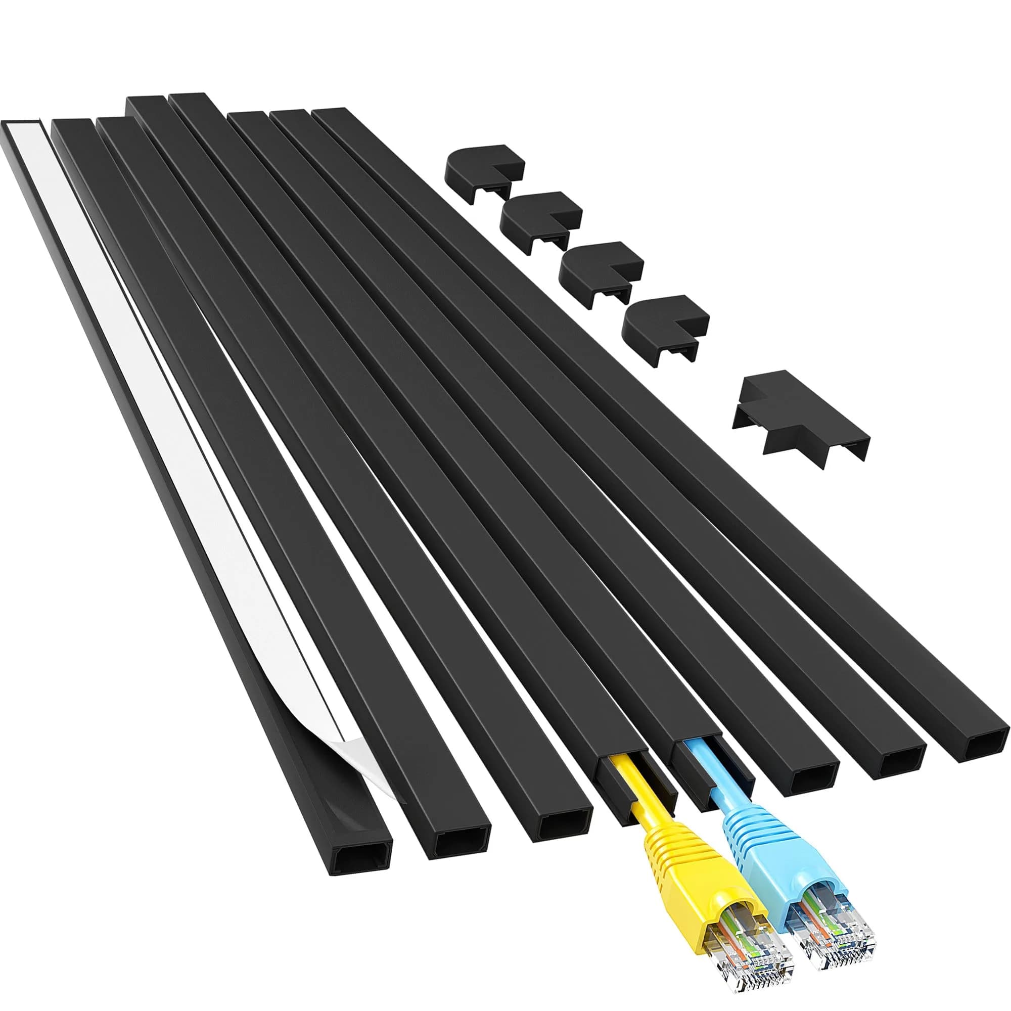 Yecaye Black Cord Hider Kit | 363cm (113in) Single Wire Cable Raceway - main product image