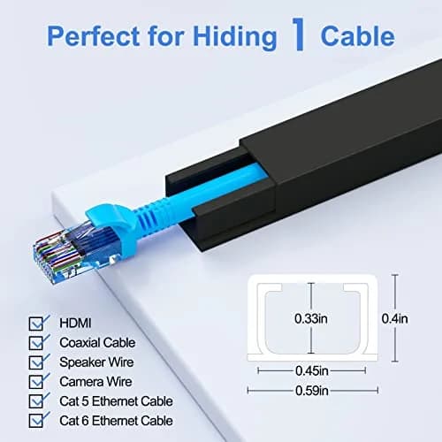 Yecaye Black Cord Hider Kit | 363cm (113in) Single Wire Cable Raceway thumbnail 2