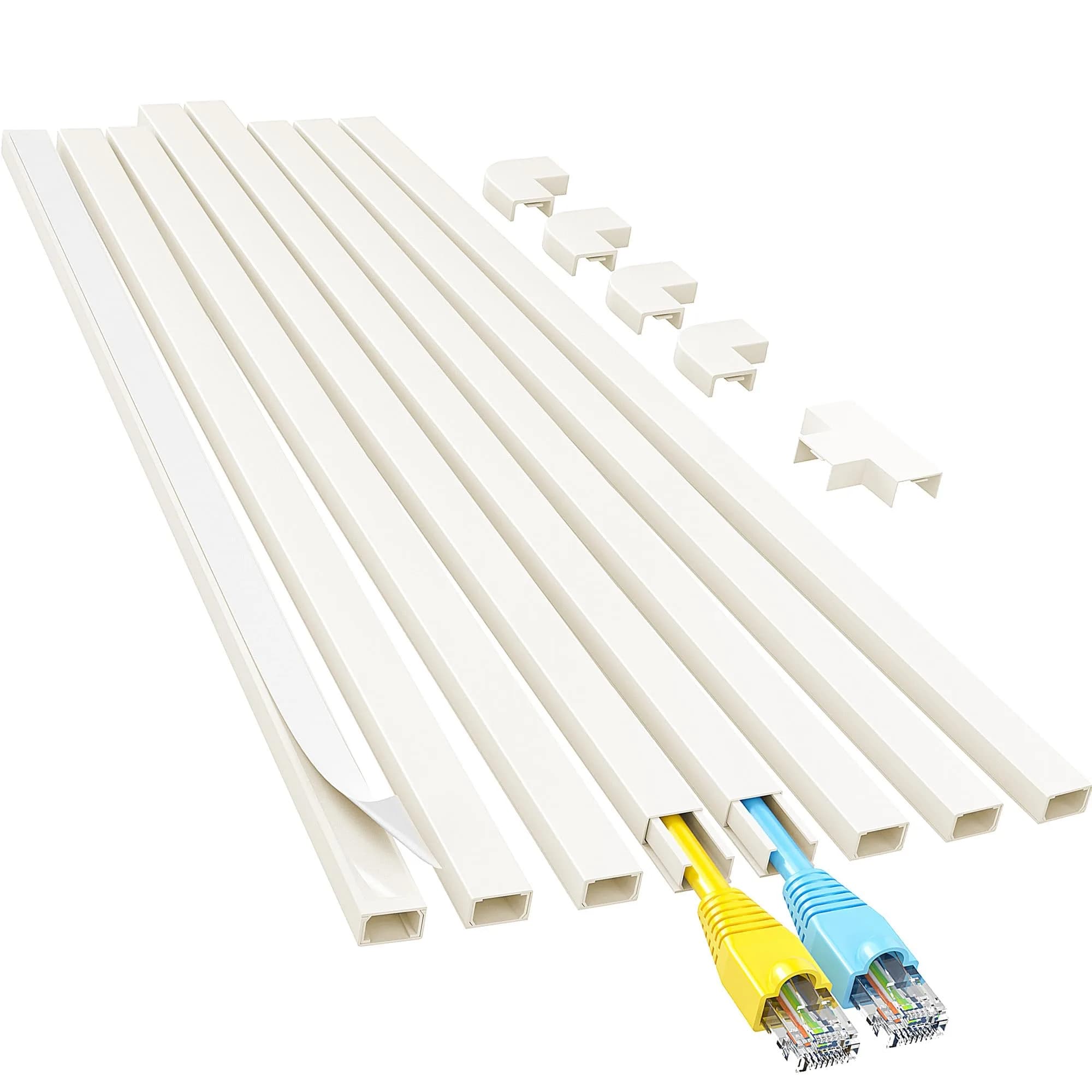 Yecaye Beige Cord Hider Kit 3.6m (113in) | Conceals Single Cable on Walls for Home & Office