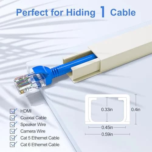 Yecaye Beige Cord Hider Kit 3.6m (113in) | Conceals Single Cable on Walls for Home & Office thumbnail 2