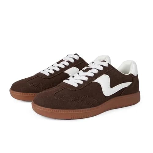 Tigeridea Women's Casual Tennis Shoes | Suede Chocolate, US 7.5 thumbnail 4