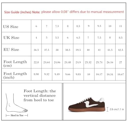 Tigeridea Women's Casual Tennis Shoes | Suede Chocolate, US 7.5 thumbnail 9