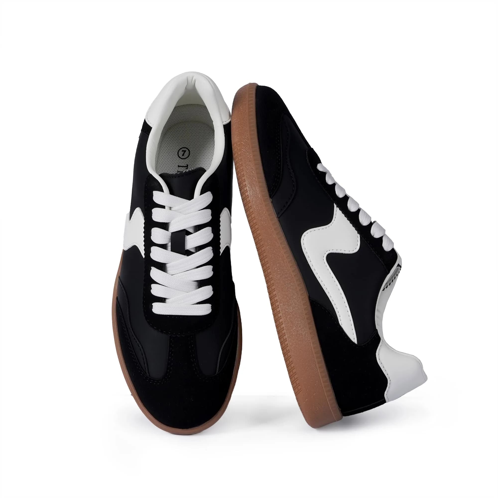 Tigeridea Women's Casual Tennis Shoes | Suede Chocolate, US 7.5 — Black / 7.5