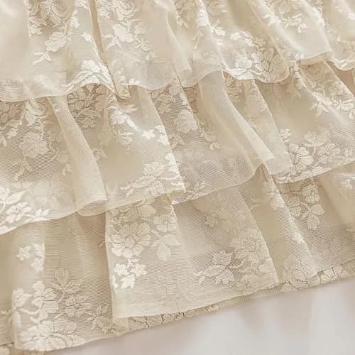 Kotile Beige Lace Ruffle Valance 52"W x 18"L | Vintage Floral Cottagecore Sheer Window Topper thumbnail 7