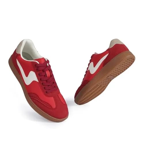 Tigeridea Women's Casual Tennis Shoes Red US 9 | Retro Design with Breathable Mesh & Gum Rubber Sole thumbnail 4