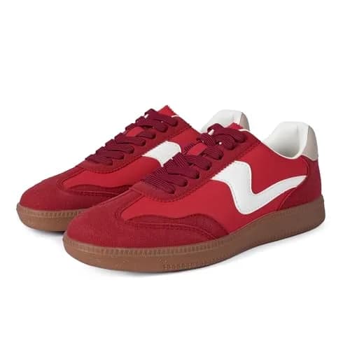 Tigeridea Women's Casual Tennis Shoes Red US 9 | Retro Design with Breathable Mesh & Gum Rubber Sole thumbnail 5