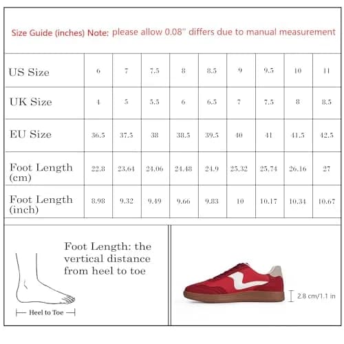 Tigeridea Women's Casual Tennis Shoes Red US 9 | Retro Design with Breathable Mesh & Gum Rubber Sole thumbnail 9