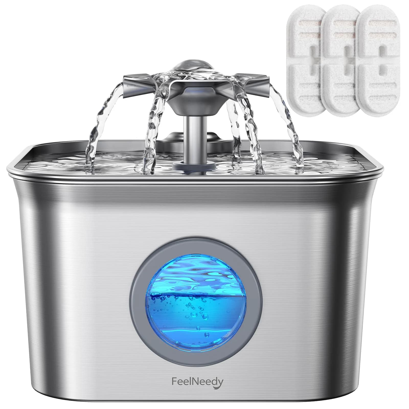 FEELNEEDY Cat Water Fountain Stainless Steel 2.8L | Quiet, Durable & Easy to Clean - main product image