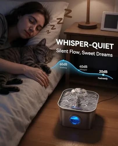 FEELNEEDY Cat Water Fountain Stainless Steel 2.8L | Quiet, Durable & Easy to Clean thumbnail 4