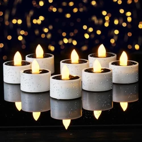 Homemory Solar Tea Lights Outdoor Waterproof, Dusk to Dawn Candles, 12-Pack, 3.8cm (1.5") x 3.8cm (1.58") | Rechargeable Flameless LED Votive Lights thumbnail 1