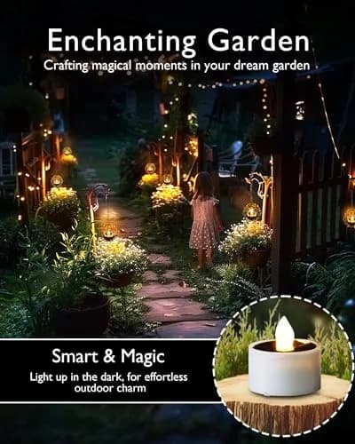 Homemory 16-Pack Solar Tea Lights Outdoor Waterproof, Dusk to Dawn Candles | 1.5" x 1.58" Warm White LED Votive Lights thumbnail 6