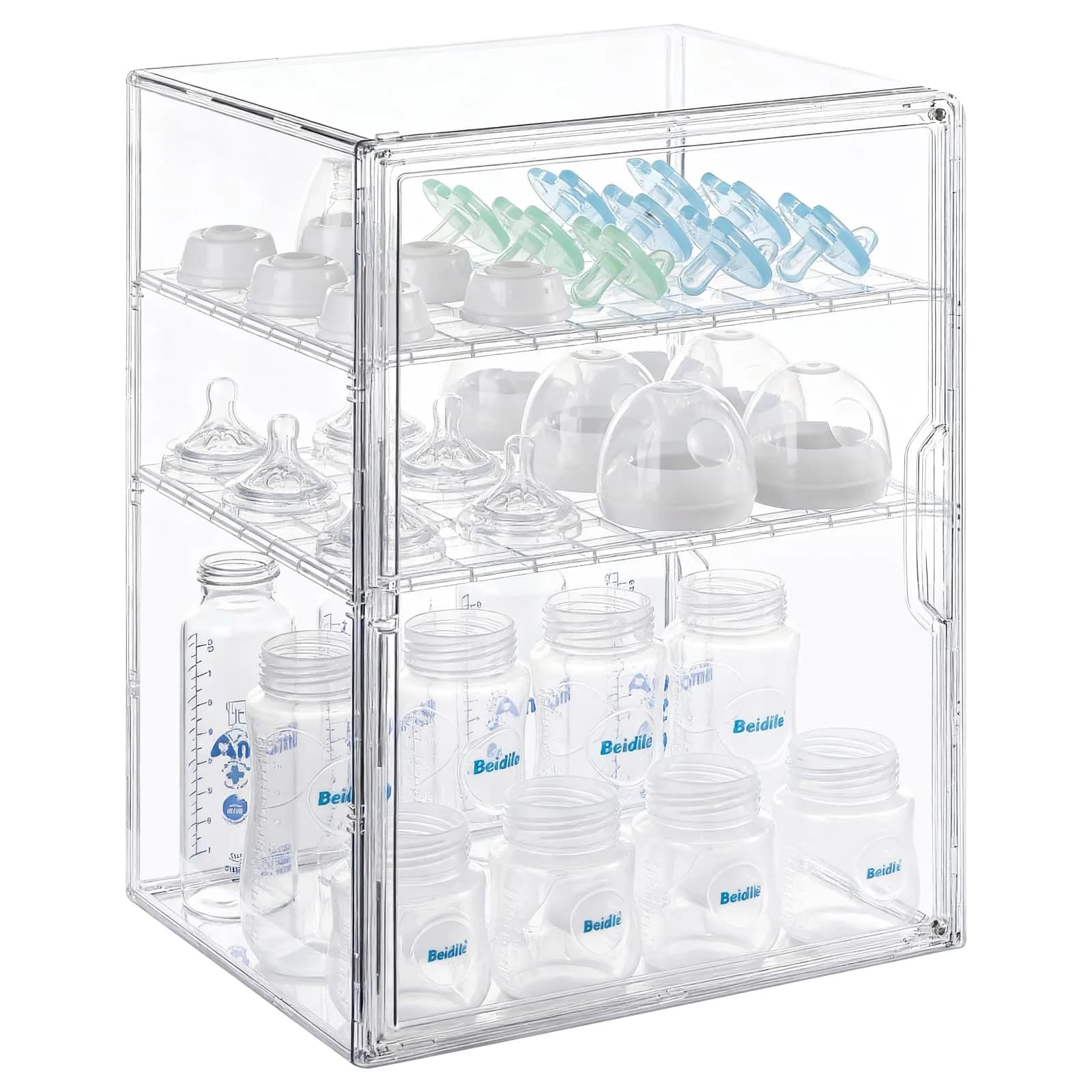 ERTIUANIO Baby Bottle Organizer 3-Tier Clear Acrylic Station | Holds 12 Bottles Upright