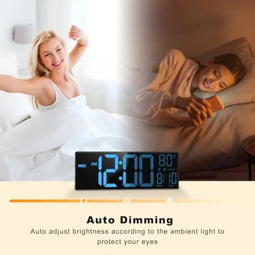 JALL 13" Digital Wall Clock with Alarm & Timer | Large LED Display, Auto DST, Temperature, RGB Night Light (13 inches) thumbnail 6