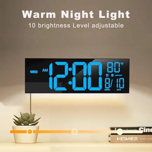 JALL 13" Digital Wall Clock with Alarm & Timer | Large LED Display, Auto DST, Temperature, RGB Night Light (13 inches) thumbnail 8