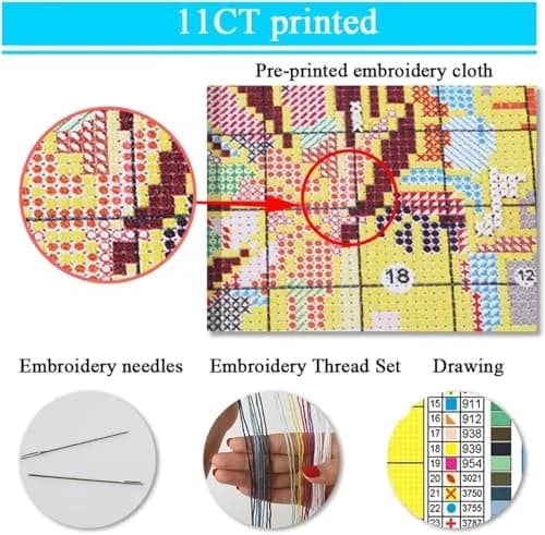 MjhRcll Crucifixion Stamped Cross Stitch Kits 12x16 Inch | Beginner-Friendly Embroidery Kit for Adults thumbnail 7