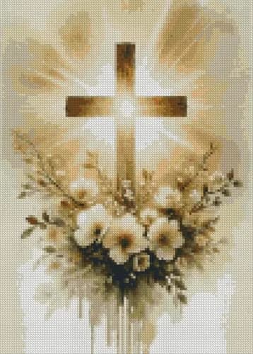 MjhRcll Crucifixion Stamped Cross Stitch Kits 12x16 Inch | Beginner-Friendly Embroidery Kit for Adults thumbnail 2