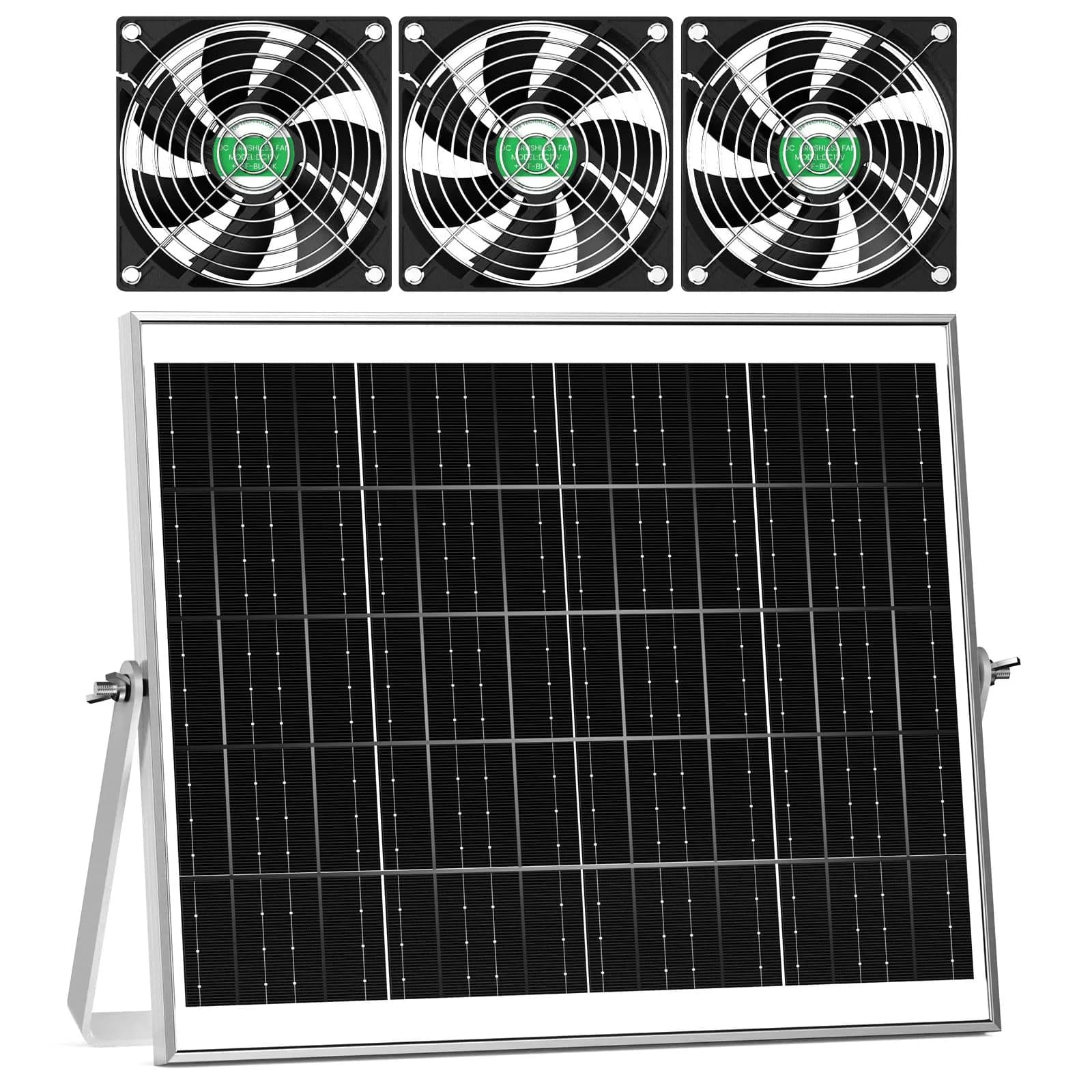 pqins 7.1" Solar Greenhouse Fan 25W | 720 CFM Exhaust & Intake | 16.5 ft Cord — 5" Fan 3 Kit