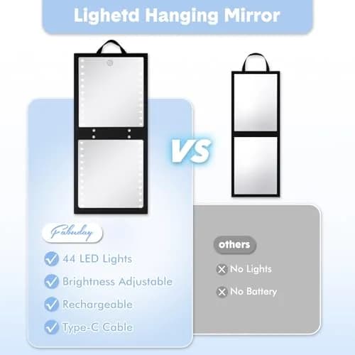 Fabuday Lighted Foldable Hanging Dance Mirror 31cm (12.3") | Adjustable Brightness, Rechargeable, Unbreakable Acrylic thumbnail 4