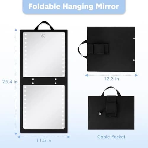 Fabuday Lighted Foldable Hanging Dance Mirror 31cm (12.3") | Adjustable Brightness, Rechargeable, Unbreakable Acrylic thumbnail 2