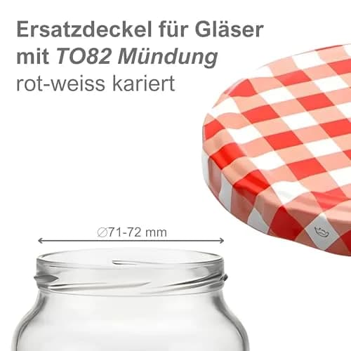 Devitre 20 Twist-Off Lids 82mm (2.7in) Red/White | Airtight Seal for Jars with 71-72mm Mouth thumbnail 4