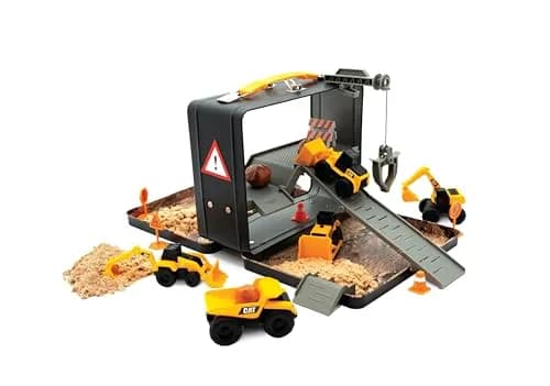 CAT Construction Toys Store N Go Playset with 5 Vehicles & 10 oz Dirt | Ages 3+ thumbnail 1