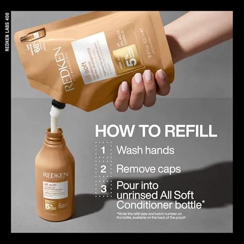 Redken All Soft Conditioner – For Dry, Brittle Hair, Refill 500ml (16.9 Fl Oz) | Deeply Softens & Nourishes Dry Hair thumbnail 6