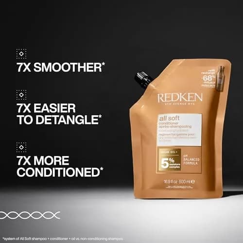 Redken All Soft Conditioner – For Dry, Brittle Hair, Refill 500ml (16.9 Fl Oz) | Deeply Softens & Nourishes Dry Hair thumbnail 2