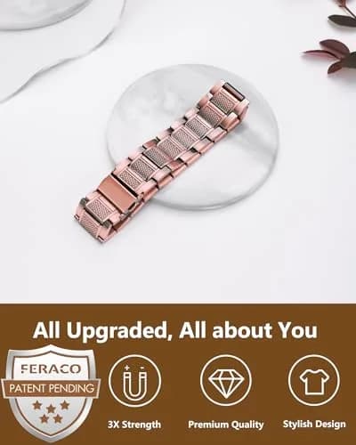 Feraco Magnetic Copper Bracelet for Men | 23 cm (9.1 inches) | 57 x 3800 Gauss Magnets | Classic Geometric Pattern thumbnail 4