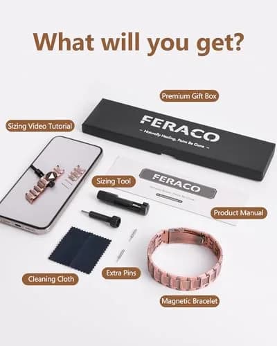 Feraco Magnetic Copper Bracelet for Men | 23 cm (9.1 inches) | 57 x 3800 Gauss Magnets | Classic Geometric Pattern thumbnail 8