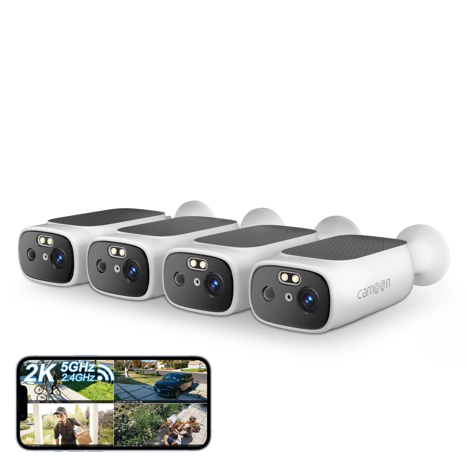 Camoon 2K Solar Security Camera Wireless Outdoor with Built-in Solar Panel & 9600mAh Battery | AI Motion Detection, Color Night Vision, 2-Way Audio - main product image