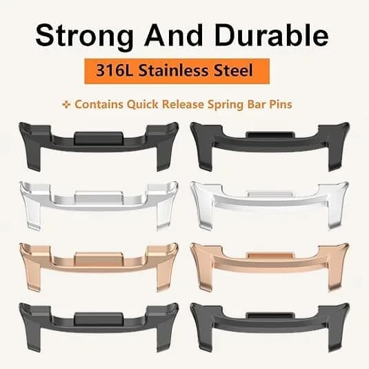 E ECSEM 22mm Watch Band Connectors for Samsung Galaxy Watch 9/8/8 Classic | Black & Rose Gold (2-Pair Set) thumbnail 4