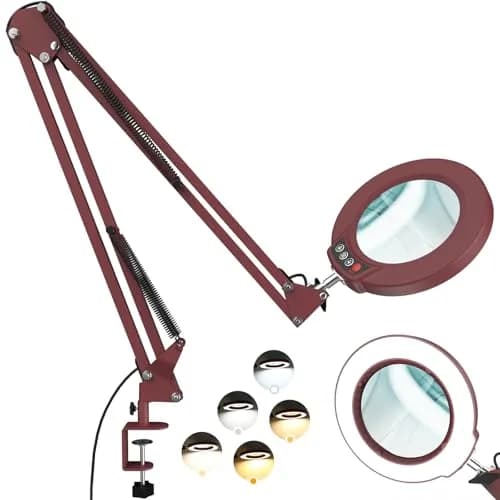 Krstlv Magnifier with Light & Clamp 12X | Adjustable Swing Arm Desk Lamp for Close Work thumbnail 1