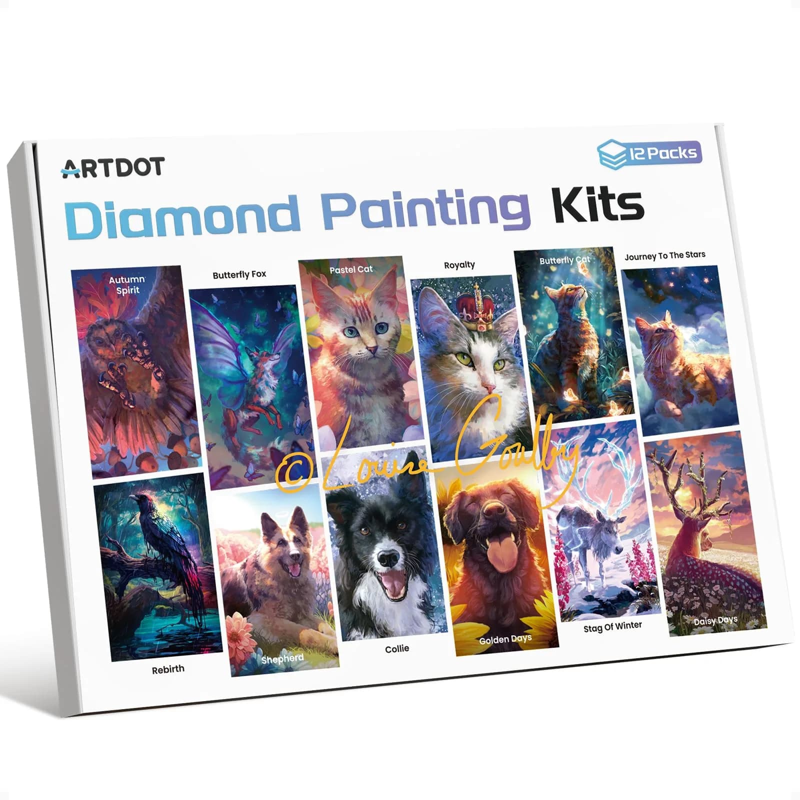 ARTDOT 12 Pack 5D DIY Diamond Art Kits for Adults, Licensed Artist-Original Designs, 30cm x 40cm (12" x 16") | Full Drill Square Diamond Painting Kits with Tools - main product image