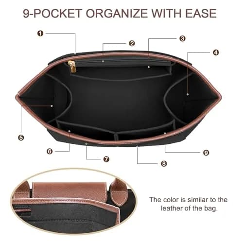 DOIAPUOS Felt Purse Organizer Insert for Longchamp Le Pliage M Bag, Black Medium | Organizes Your Bag Interior thumbnail 4