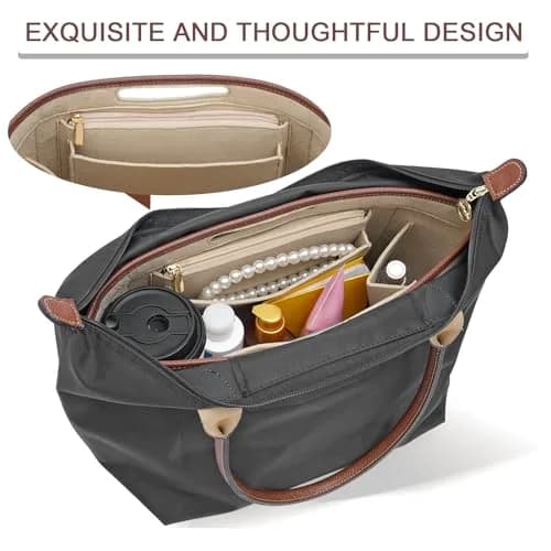 DOIAPUOS Felt Purse Organizer Insert for Longchamp Le Pliage M Bag, Beige Medium | Keeps Your Handbag Tidy thumbnail 6