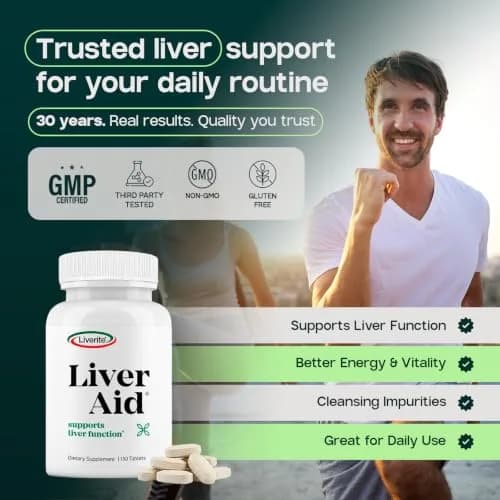 LIVERITE Liver Aid - Liver Support Supplement - 150 Tablets | Supports Liver Function & Energy thumbnail 7
