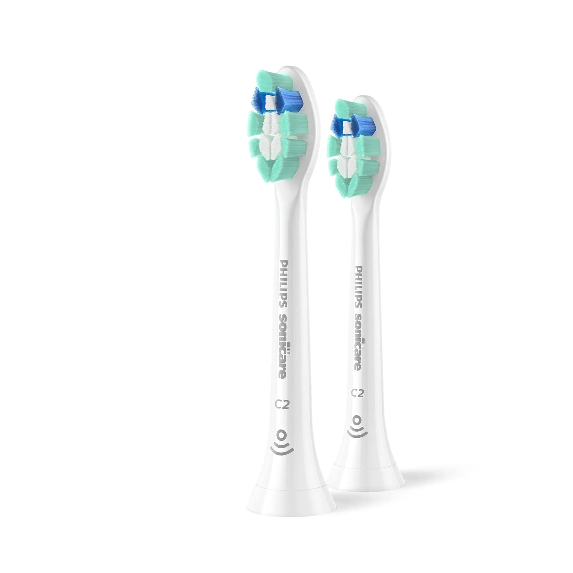 Philips Sonicare C2 Plaque Control Brush Head 2-Pack, White | Genuine USA Import for Superior Plaque Removal