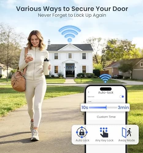 Veise VE012W WiFi Fingerprint Smart Lock with App Control & Keyless Entry, Satin Nickel (1-Pack) thumbnail 7