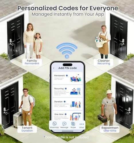 Veise VE012W WiFi Fingerprint Smart Lock with App Control & Keyless Entry, Satin Nickel (1-Pack) thumbnail 8