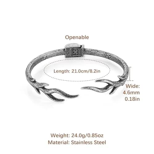 HZMAN Tree of Life Branch Shape Open Bracelet for Men Women Stainless Steel Adjustable Bangle thumbnail 6