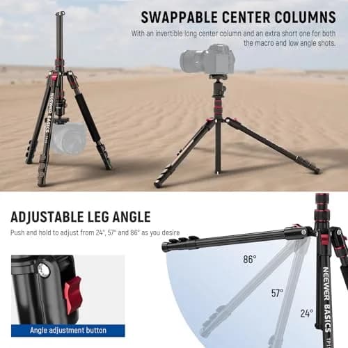 NEEWER Camera Tripod Monopod, 71" Aluminum Heavy Duty Travel Stand with 360° Ball Head & Phone Holder thumbnail 4