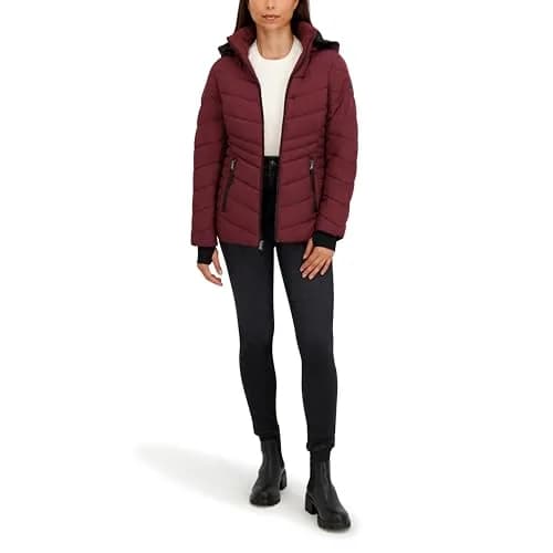 HFX Women's Stretch Puffer Jacket, Garnet, Medium | Active Warmth & Flexibility thumbnail 4