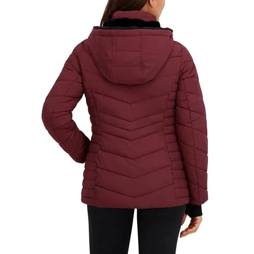 HFX Women's Stretch Puffer Jacket, Garnet, Medium | Active Warmth & Flexibility thumbnail 3