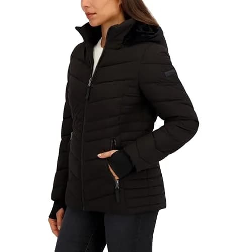 HFX Women's Stretch Puffer Jacket, Black, Small | Active Warmth & Flexibility in Motion thumbnail 2
