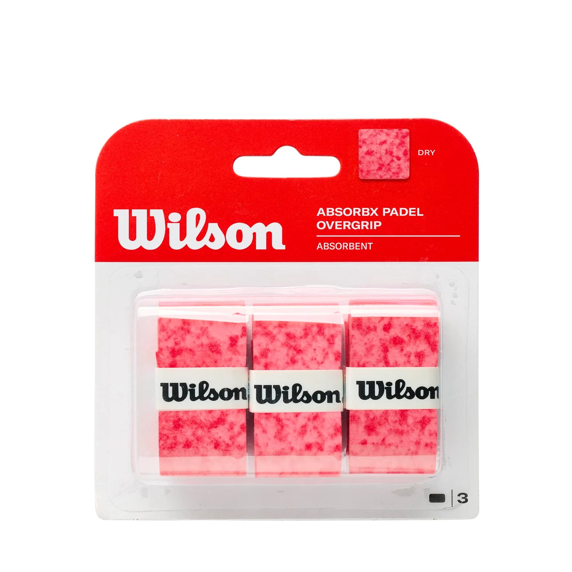 Wilson AbsorbX Padel Overgrip - 3 Pack, Red | Ultra-absorbent & Durable for Sweaty Play