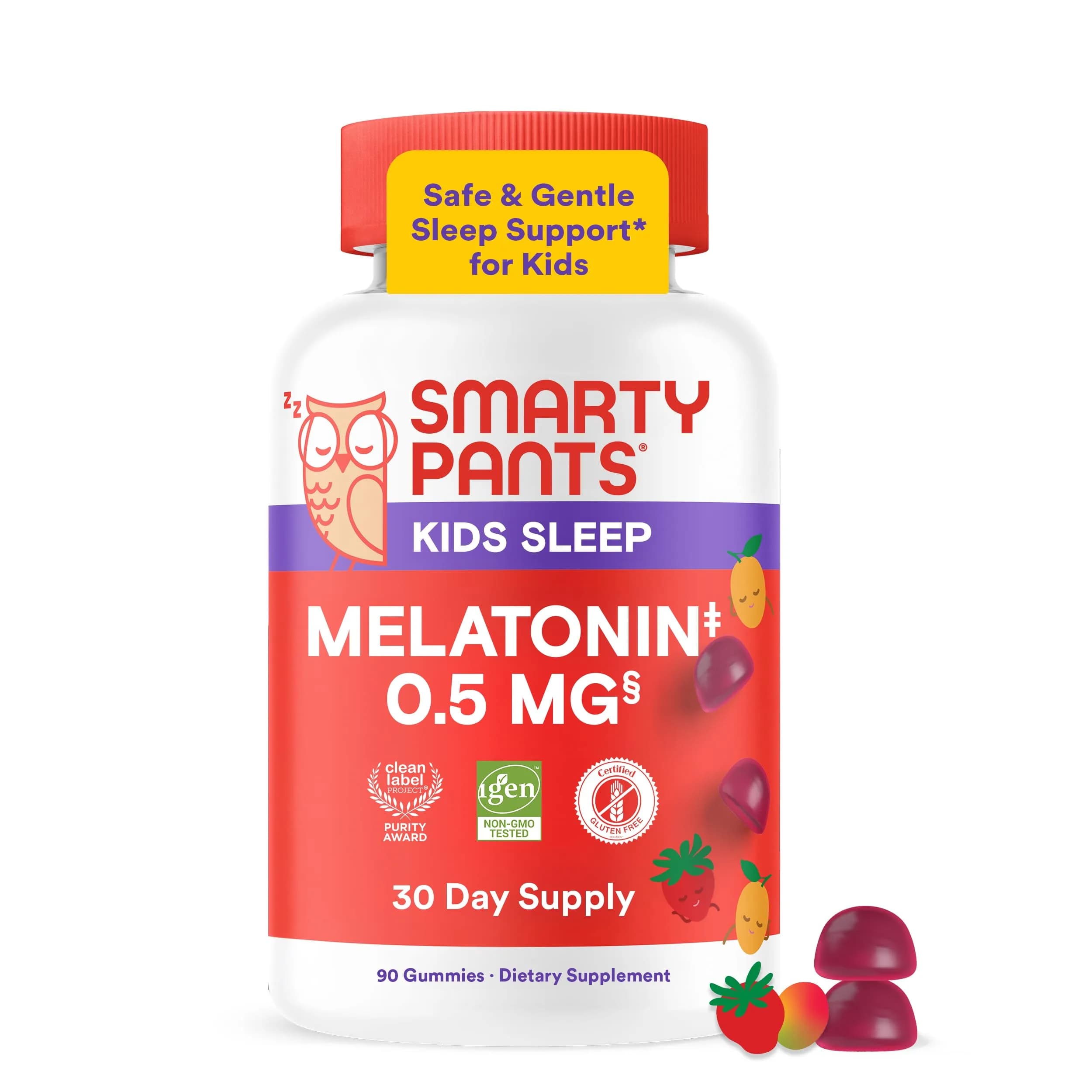 SmartyPants Kids Sleep Zero Melatonin Gummies with L-Theanine, Lemon Balm & Magnesium, Gluten Free, Strawberry Flavor, 60 Gummies | Drug-Free Sleep Support — Sleep